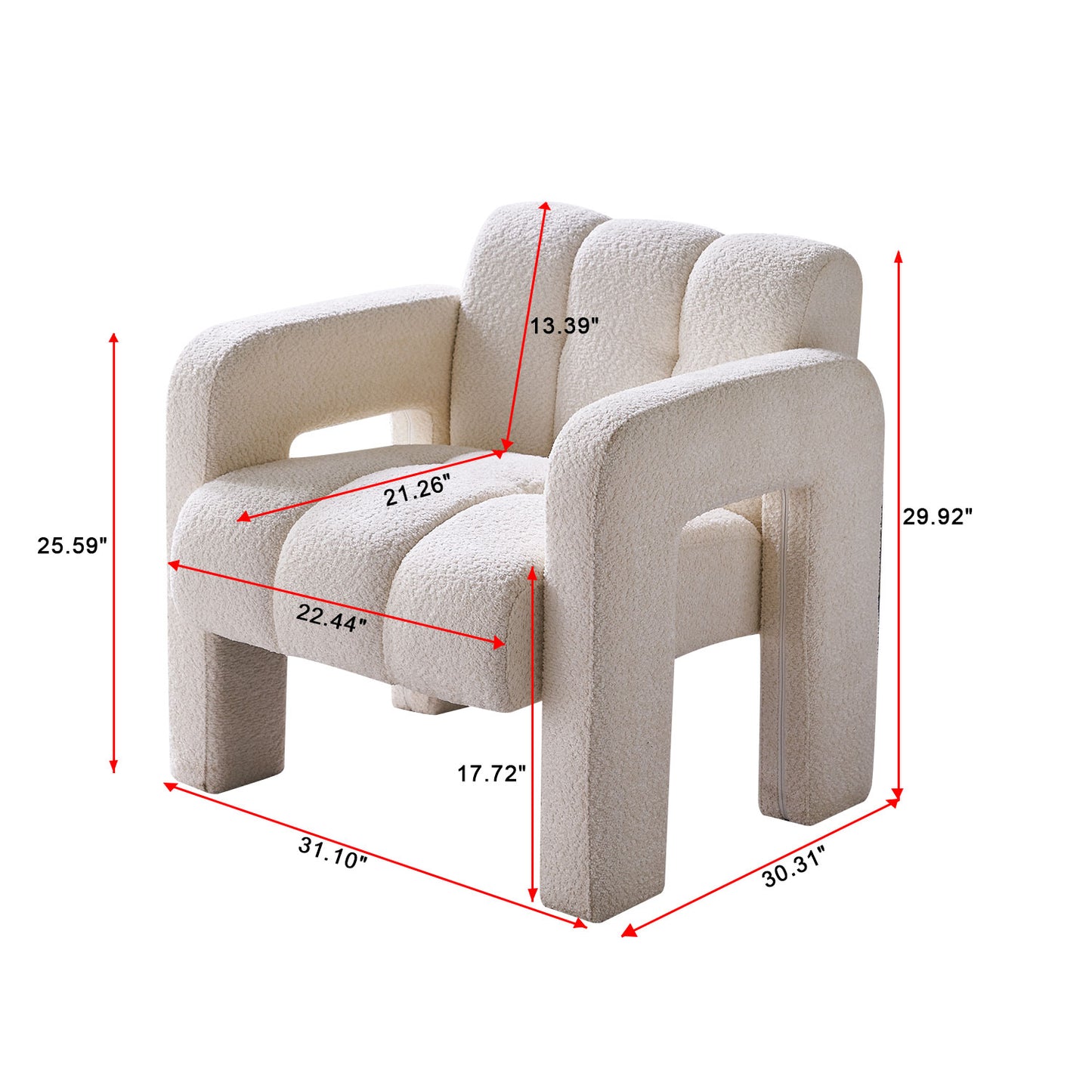 Modern Boucle Accent Chair - Beige