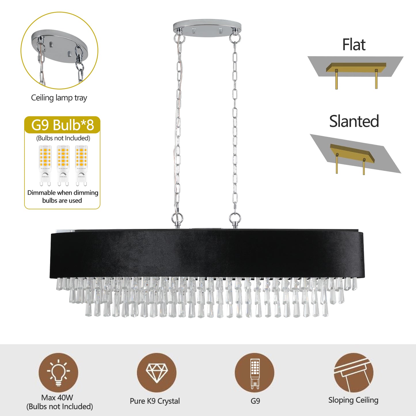 Modern Crystal K9 Chandelier