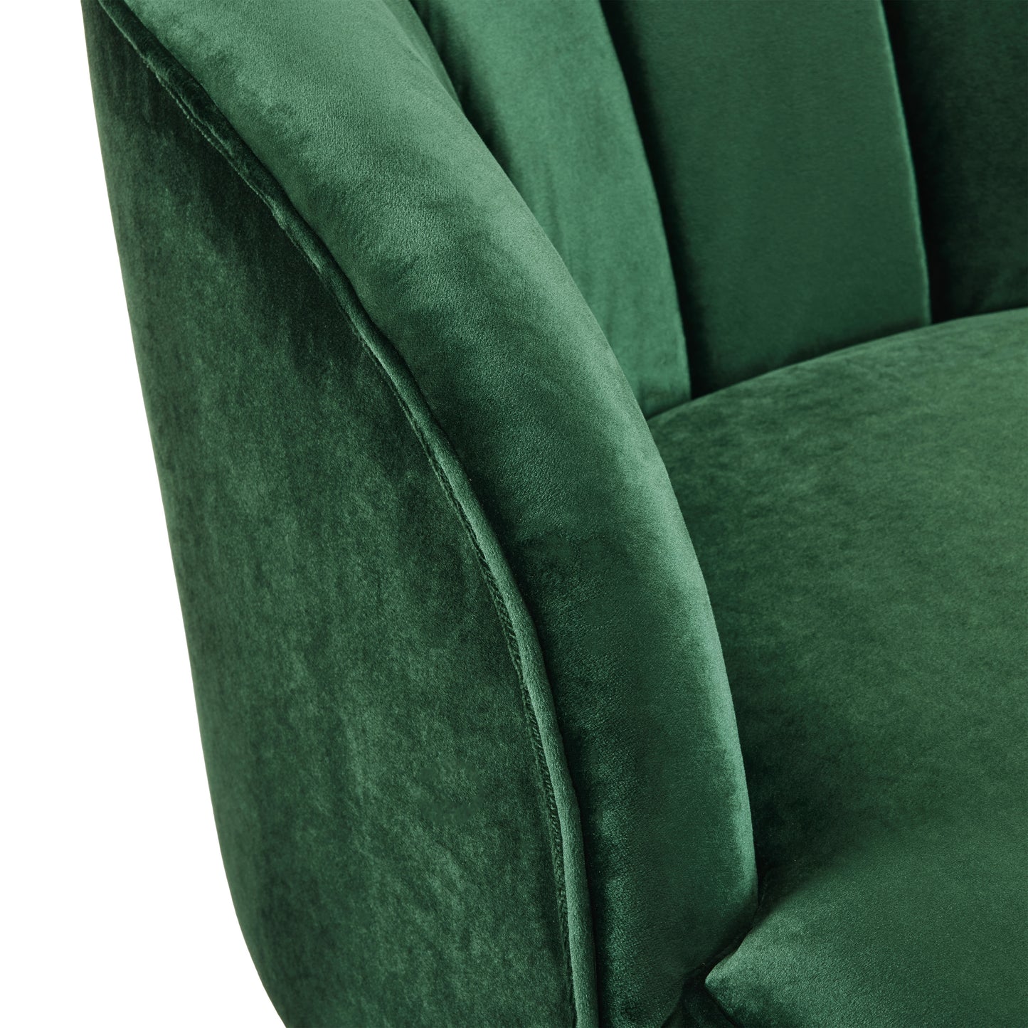 Velvet Barrel Accent Chair with Wooden Legs – Emerald