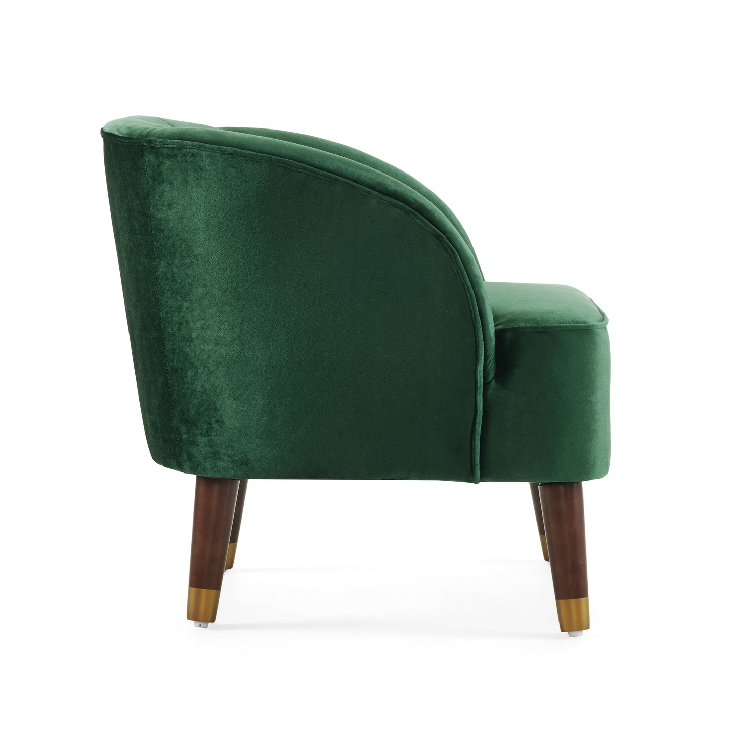 Velvet Barrel Accent Chair with Wooden Legs – Emerald
