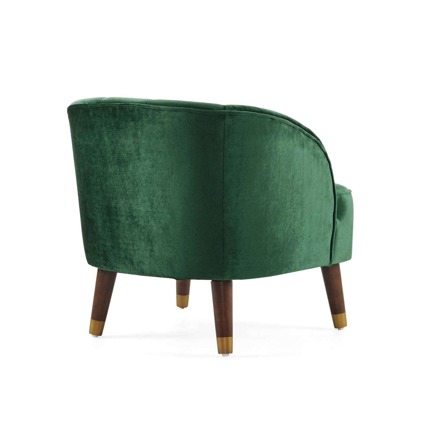 Velvet Barrel Accent Chair with Wooden Legs – Emerald