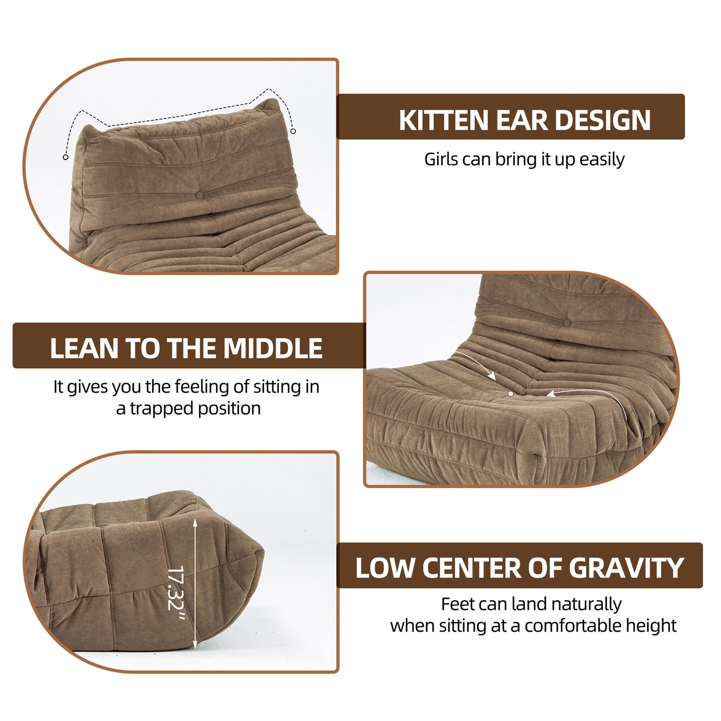 Memory Foam Bean Bag Floor Chair - Beige