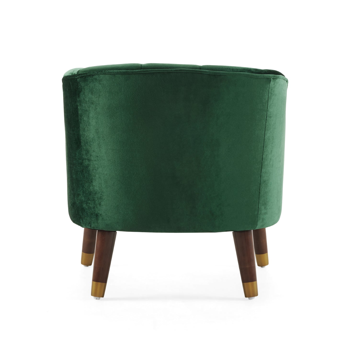 Velvet Barrel Accent Chair with Wooden Legs – Emerald