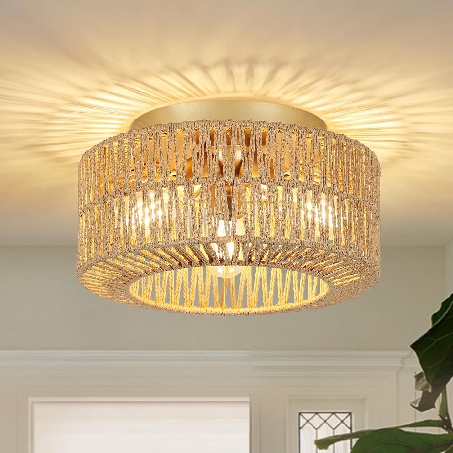 Boho Rattan 3-Light Ceiling Light