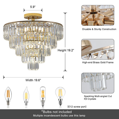 Gold Crystal 5-Tier Chandelier