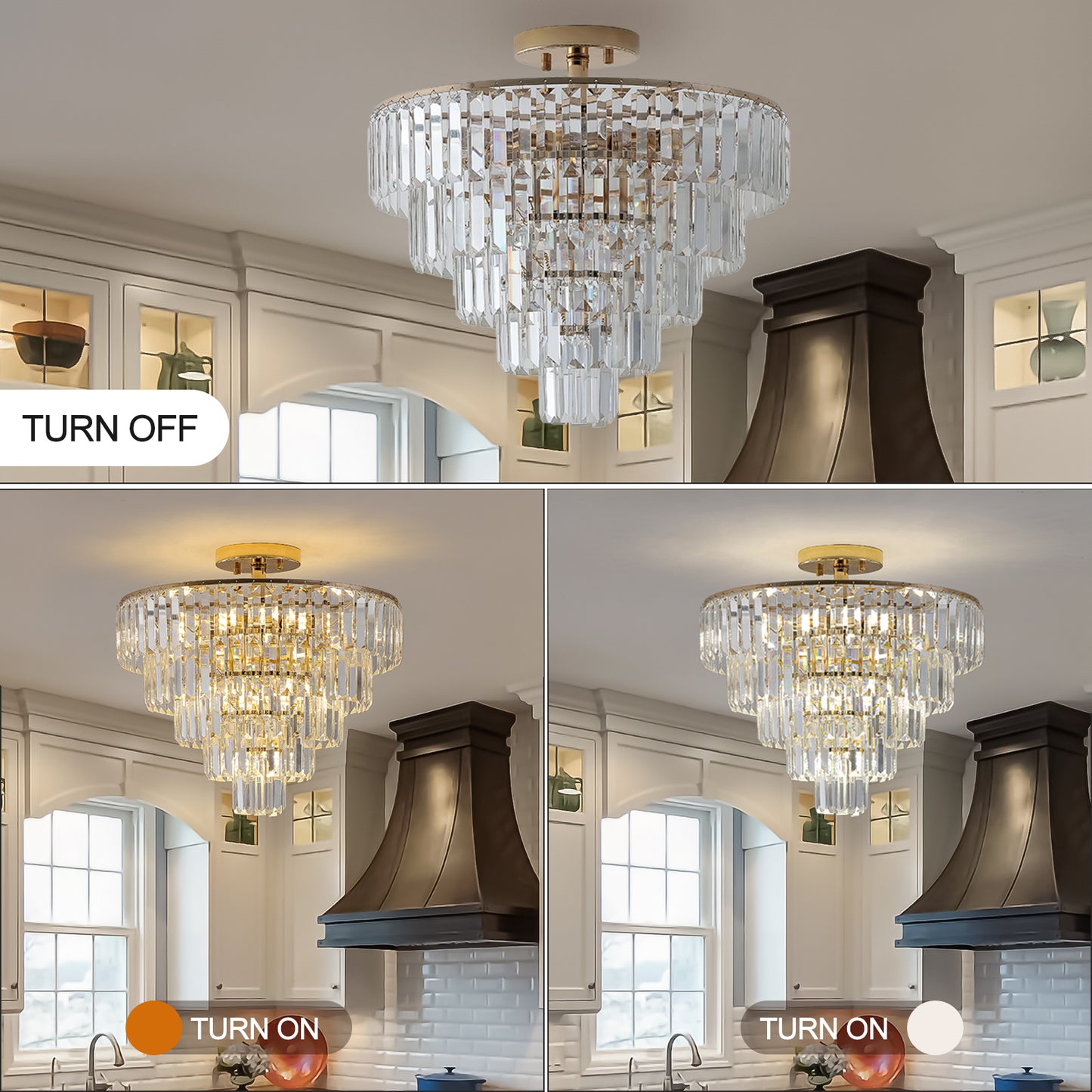 Gold Crystal 5-Tier Chandelier