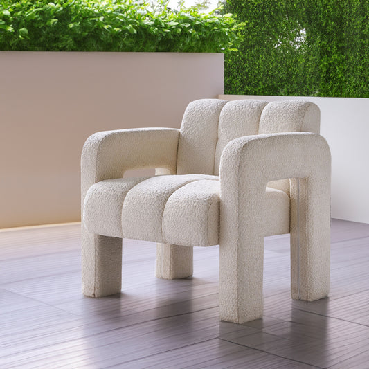 Modern Boucle Accent Chair - Beige