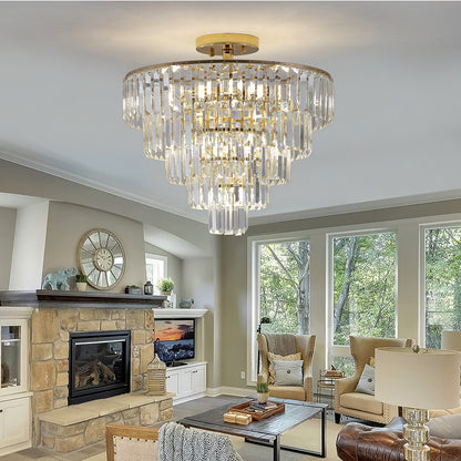 Gold Crystal 5-Tier Chandelier