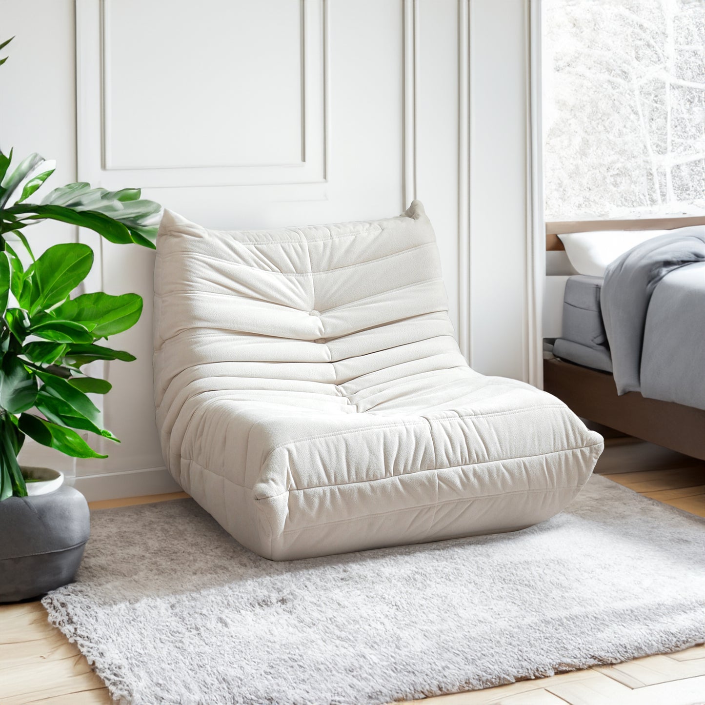 Memory Foam Bean Bag Floor Chair - Off White