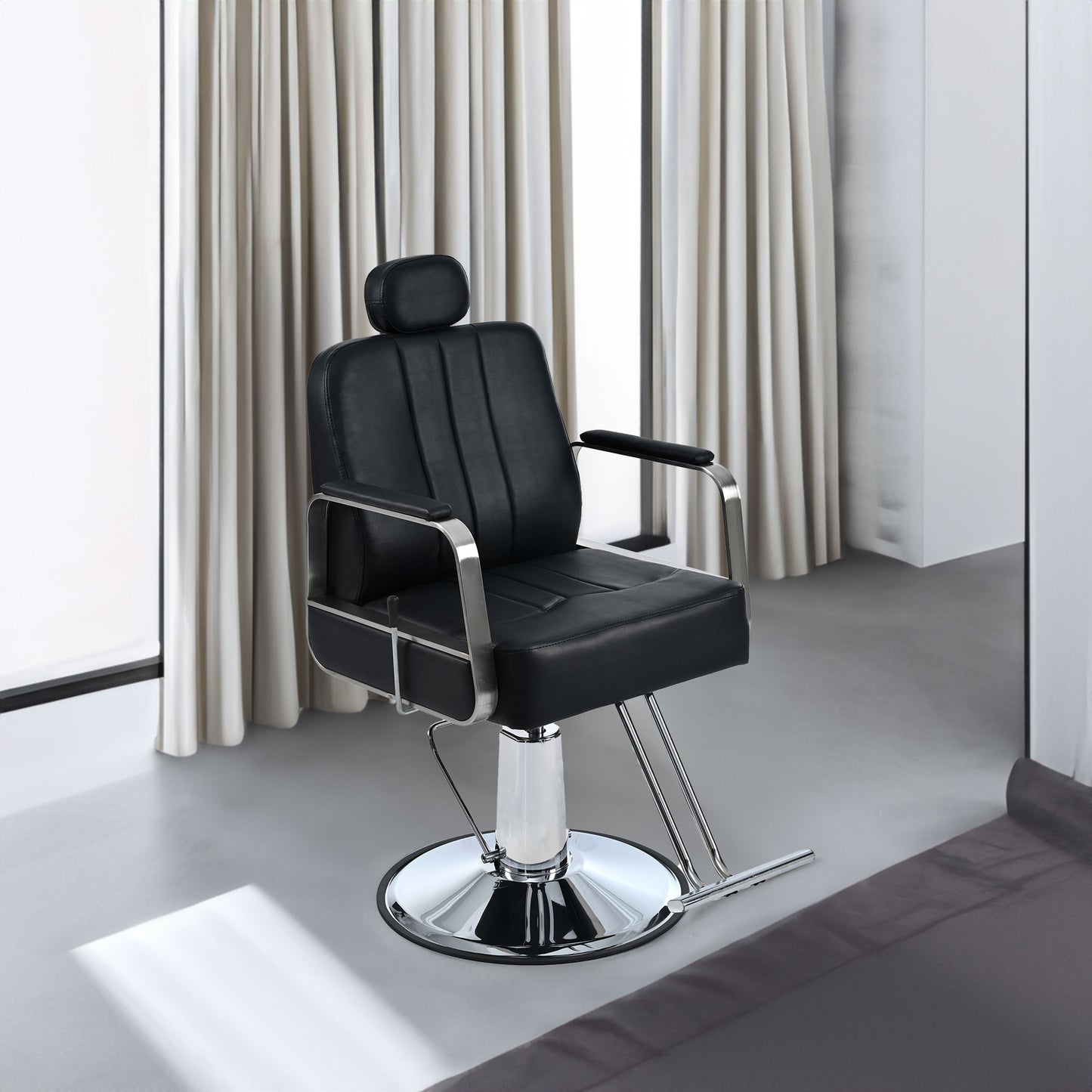 Reclining Hydraulic Barber Chair, 360° Swivel - Black