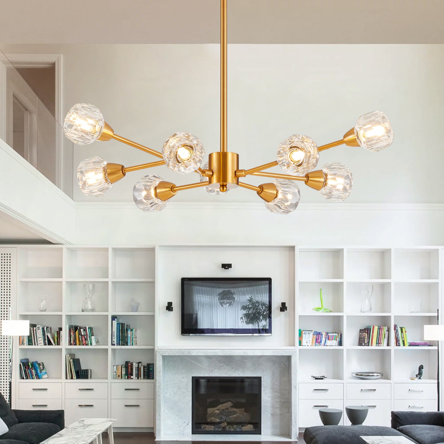 Modern 9-Light Crystal Chandelier