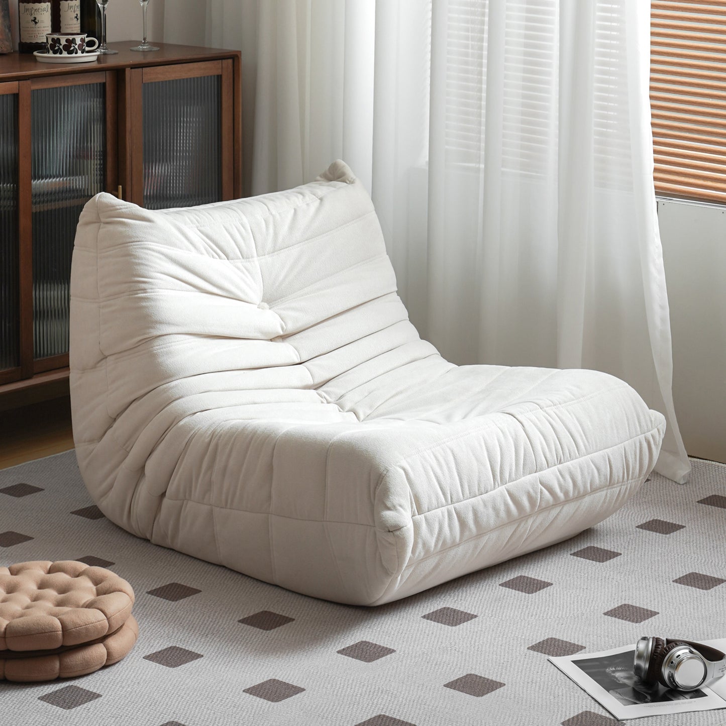 Memory Foam Bean Bag Floor Chair - Off White