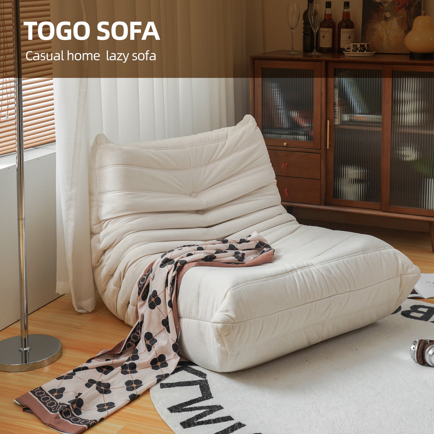 Memory Foam Bean Bag Floor Chair - Off White