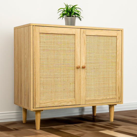 Rattan Storage Cabinet with Doors